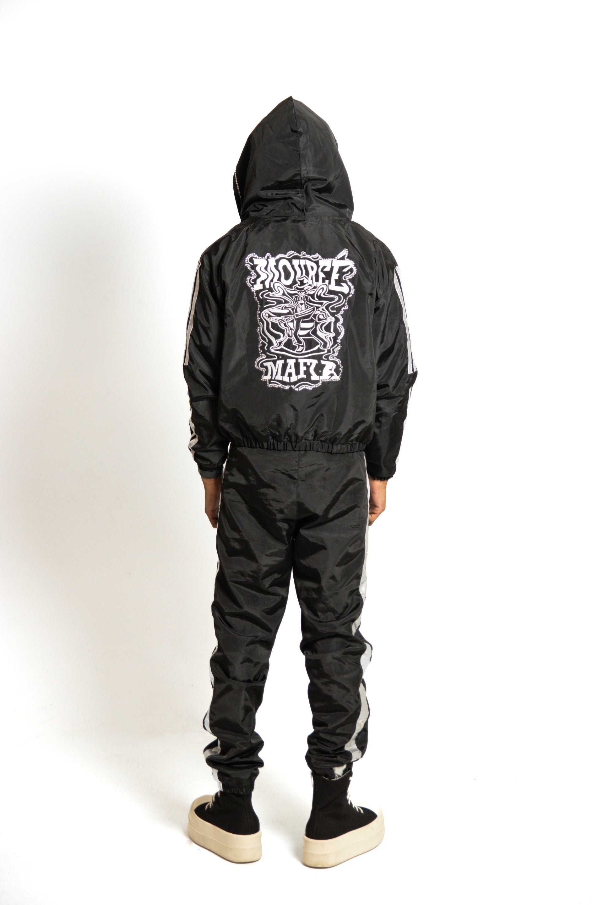 Black Mouree Mafia Windbreaker Hoodie